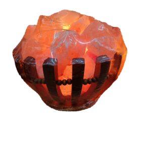 LAMPARA DE SAL BOL DE MADERA
