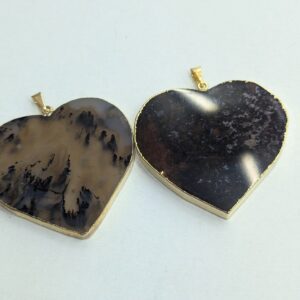 Colgante corazón ágata con borde dorado
