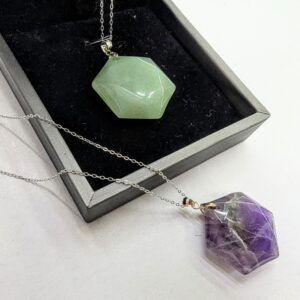Colgante hexágono amatista y aventurina verde