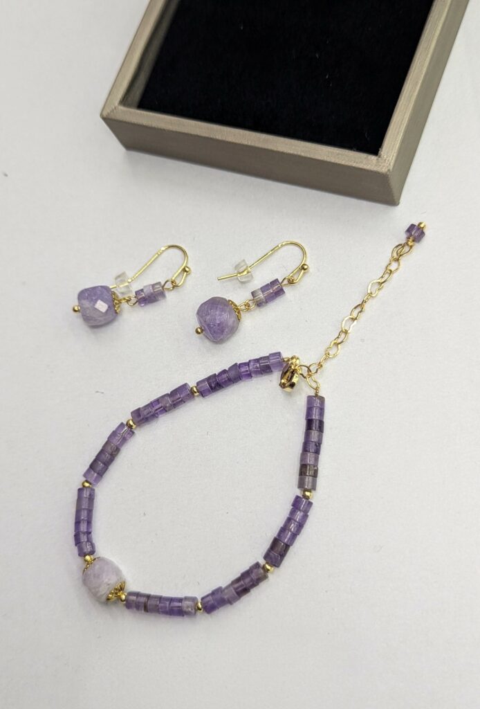 Conjunto joyería mineral amatista