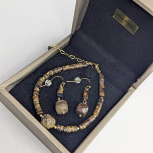 Conjunto joyería mineral ojo de tigre