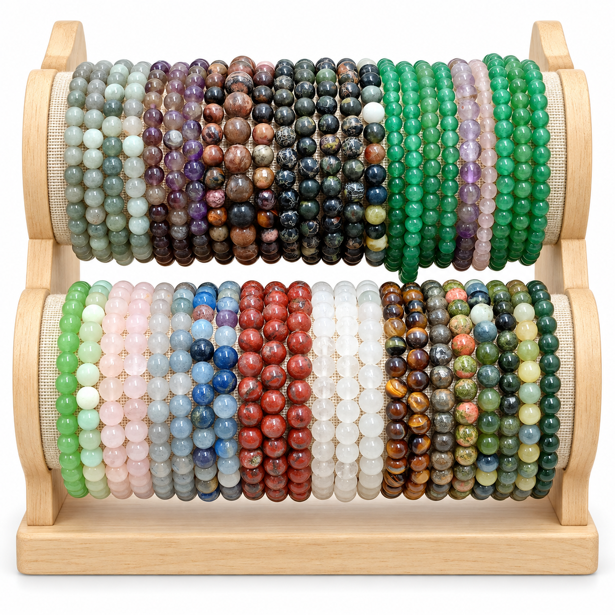 pulseras de minerales rodados 4mm