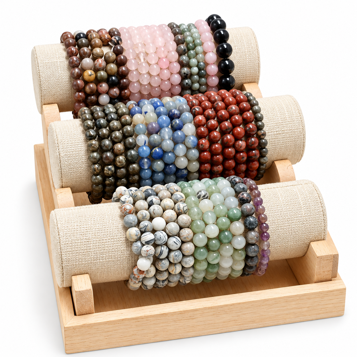 pulseras de minerales rodados 6-8mm